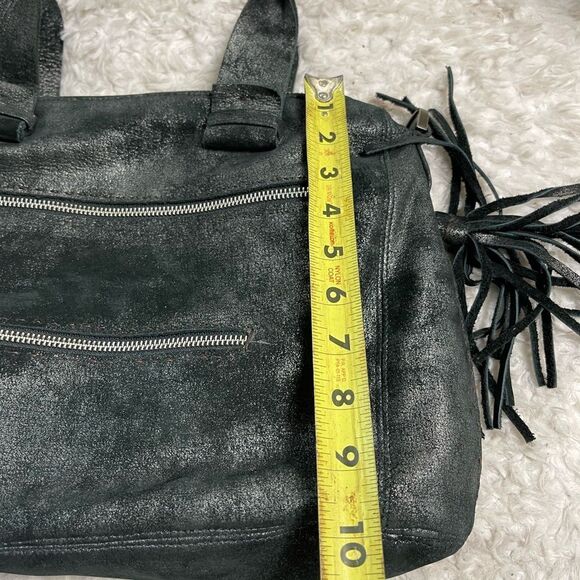 Carla Mancini black metallic silver Medium Satchel bag silver tone hardwares - Picture 14 of 15